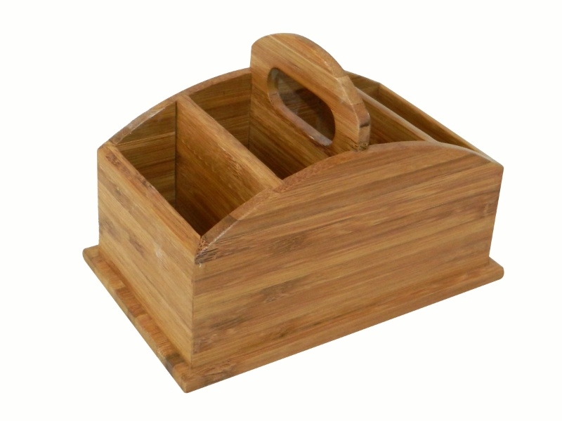 Premium Curved Bamboo Remote Control Holder with Handle